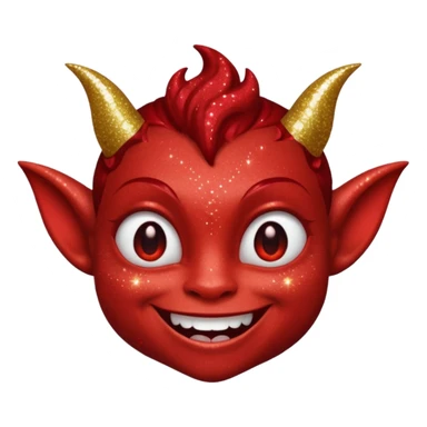 red glitter smilling imp sticker