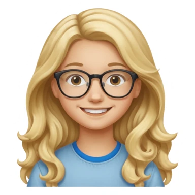 Fille 13 ans qui a des cheveux long et blond et wavy avec des lunettes sticker