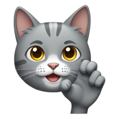 grey cat with hand is ok sticker