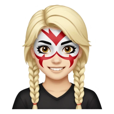 A black hair teen supporter with bold full-face paint, smiling with fierce team spirit. blonde hair sticker