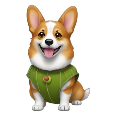 Corgi in a pickle costume sticker