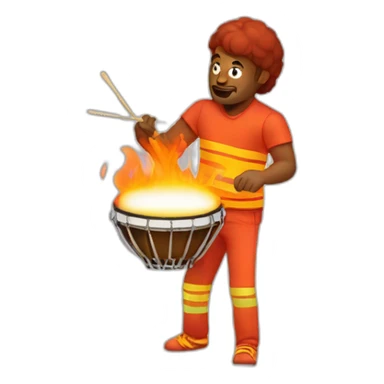 Man in fire playing percussion sticker