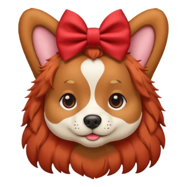 very red haired dog with a bow on hair sticker