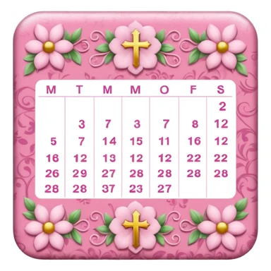make a catholic calendar with very girly pink tones. sticker