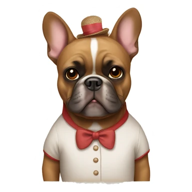 A brown French bulldog in a teddy bear costume sticker