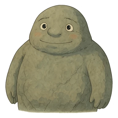 ghibli style stone character with gentle features sticker