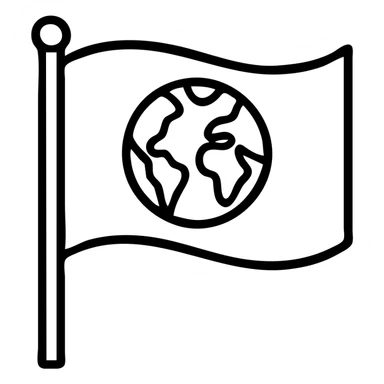 waving red flag with a blue and green Earth globe in the middle, minimal details sticker