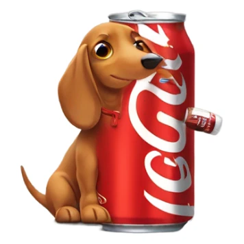 Wiener dog with a Coke ￼ sticker