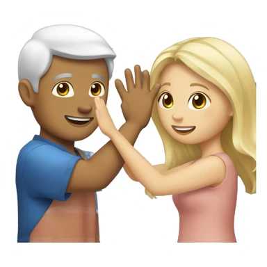 Asian man and blonde girl high fiving  sticker