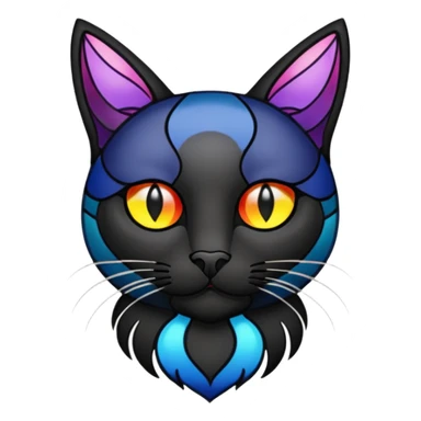 Stained glass black cat sticker