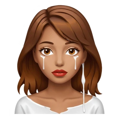 Brown Hair, Woman, white paint drip, face, hot, Sexy, lips sticker