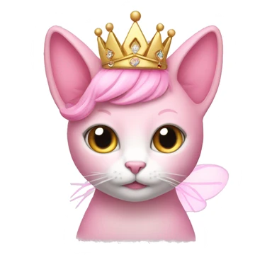 Pink fairy cat wearing a tiara sticker