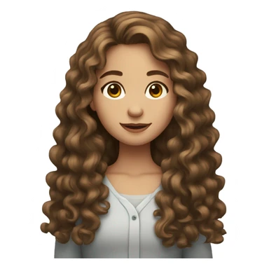 Emoji of a light brunette girl with long curly brown hair sticker