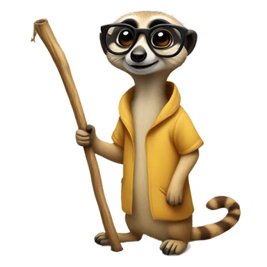 meerkat with glasses and a stick  sticker