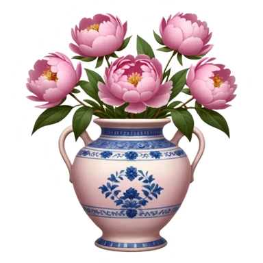 Pink peonies in a vintage vase sticker