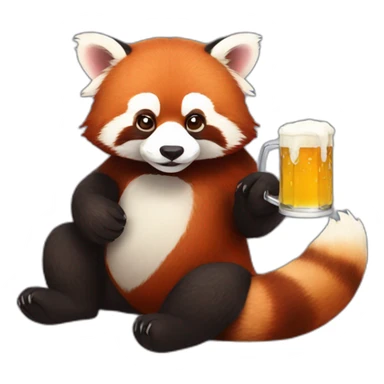 red panda drinking beer sticker