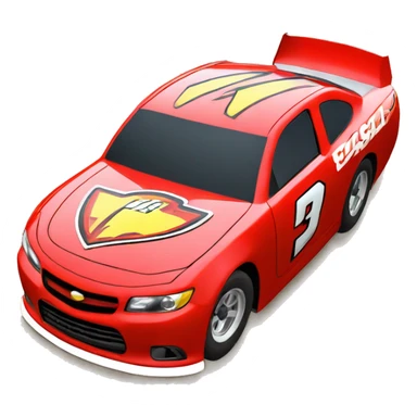 a red nascar car with a lightning sticker
