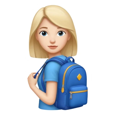 Femme avec un sac à dos bleu sticker