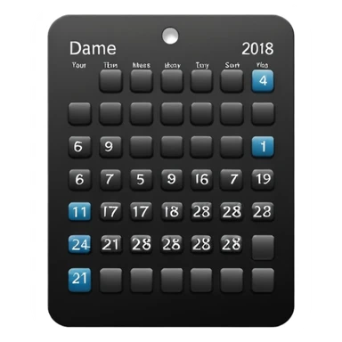 payment schedule — a black matte calendar with evenly spaced date blocks, subtle highlighted payment days, clean geometric shapes, no text or numbers, monochrome black color palette, soft studio lighting, smooth surfaces, modern fintech style sticker