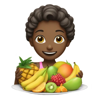 girl enjoying fruit indoors sticker