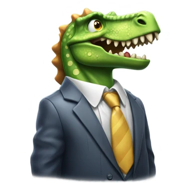 Sweaty dinosaur wearing shirt and tie sticker