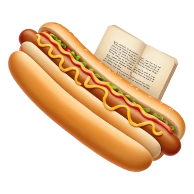 A hotdog with a book sticker