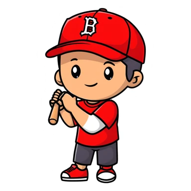 boy avatar with baseball cap and red t-shirt sticker