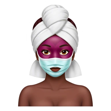 Lady with face mask spa beauty full face relaxing Burgundy sticker