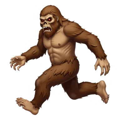 An angry sasquatch running full speed to the right in "blitzkrieg" mode. In the style of you bleeding skull art. Needs to be running in the opposite direction with bloody hands and feet sticker