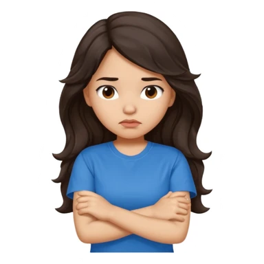 Hispanic girl with long wavy hair crossing her arms and pouting sticker
