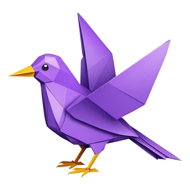 purple colored bird origami facing right do not show feet sticker