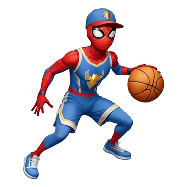 Spider-Man wearing a Denver Nuggets cap bouncing a basketball sticker