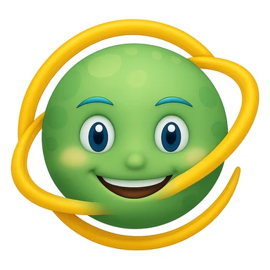 Add a ring around the smiling planet emoji style, no background. Keep the emoji style look and feel. sticker