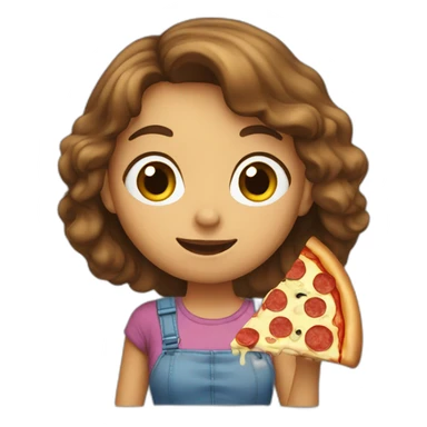 A girl eating a pizza sticker