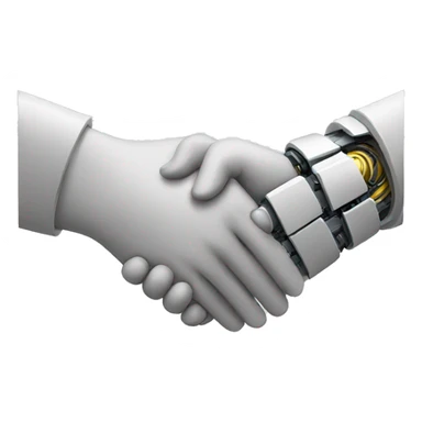 human and robot handshake sticker