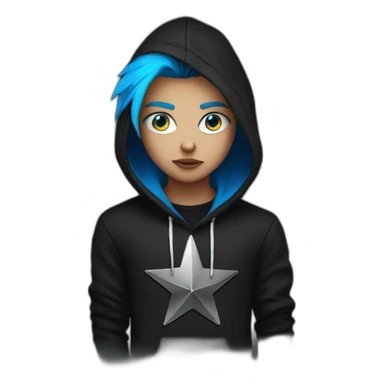 punkstar with blue eyes and a black hoodie sticker