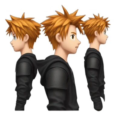 Cloud strife ginger hair. Black clothes full body  sticker