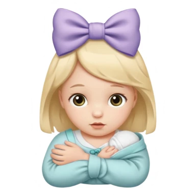 Newborn with a bow sticker