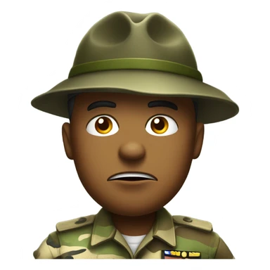 drill sergeant character wearing a classic sergeant hat and a camouflage army shirt. The character should have an angry intense expression. full torso sticker