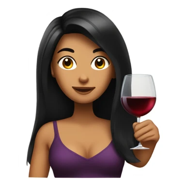 Tanned woman with long black hair drinking wine  sticker