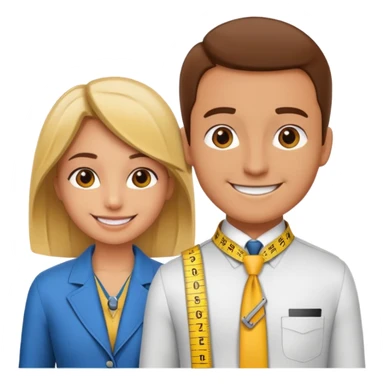 Tailor with Measuring Tape around neck pose with another person sticker