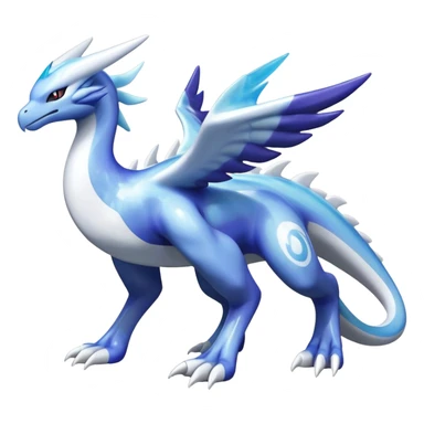 Shiny lugia-dialga-suicune-hybrid, marbled glass markings, full body sticker