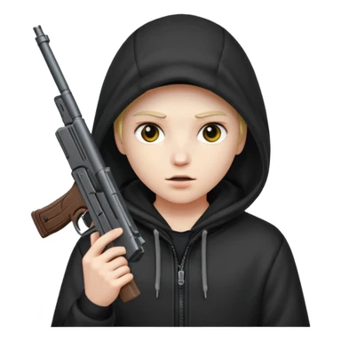 Una persona encapuchada con una pistola sticker