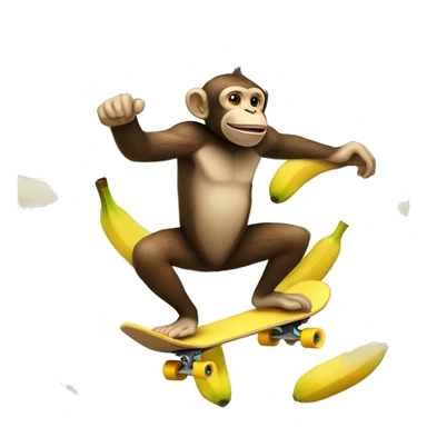 a monkey riding a skateboard made of bananas sticker