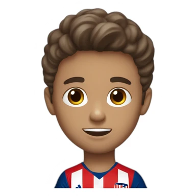 Niño de 6 años, pelo castaño, ojos marrones  con camiseta del Atlético de Madrid sticker