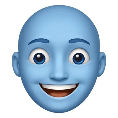 Blue face with open smile  sticker