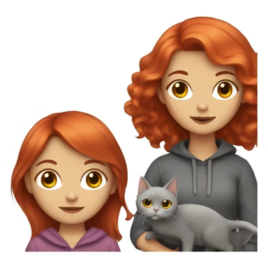 girl with red hair and a gray cat sticker