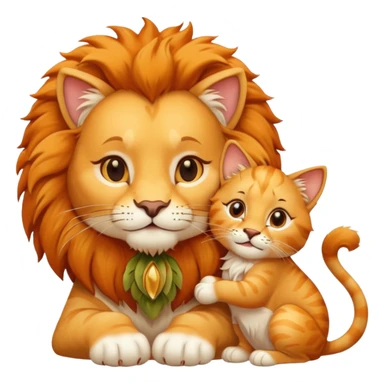 Animal Gato tocando las orejas de un leon sticker