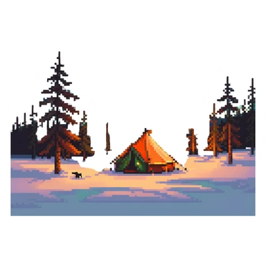 tent under northern lights sticker