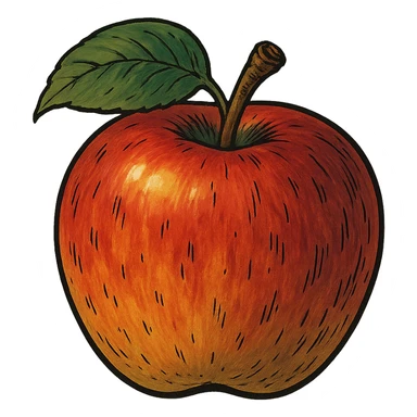 bold ghibli style icon of an apple sticker